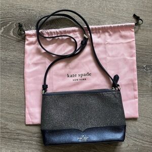 EUC Kate Spade navy blue glitter Lola Crossbody Bag with Adjustable Strap
